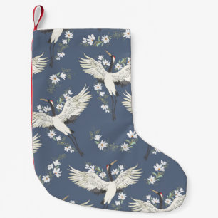 kran, mönster, illustration av vintage, flygfågel  liten julstrumpa