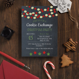 Kranberry och Popcorn Rustic Chalkboard-jul Inbjudningar