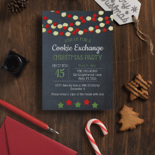 Kranberry och Popcorn Rustic Chalkboard-jul Inbjudningar