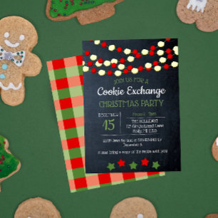 Kranberry och Popcorn Rustic Chalkboard-jul Inbjudningar