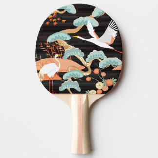 Kraner, hjordar: japansk fågel mönster. pingisracket