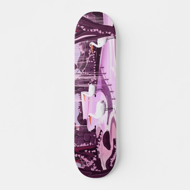 Kraner i koreanska trädgården skateboard bräda 19,5 cm (Framsida)