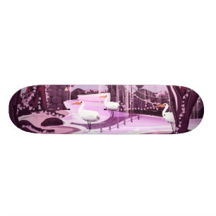 Kraner i koreanska trädgården skateboard bräda 19,5 cm