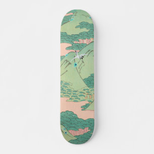 Kraner över bergen Vintage Japanska Mönster Mini Skateboard Bräda 18,5 Cm