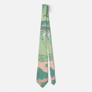 Kraner över bergen Vintage Japanska Mönster Slips