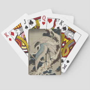 Kraner på ett Snö täckt Gräs Hokusai Casinokort