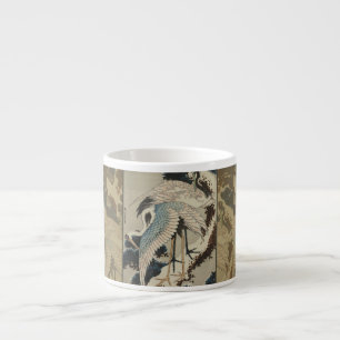 Kraner på ett Snö täckt Gräs Hokusai Espressomugg