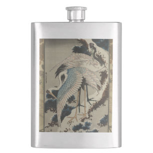 Kraner på ett Snö täckt Gräs Hokusai Fickplunta