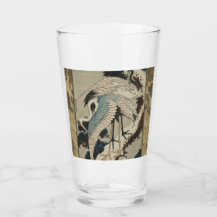 Kraner på ett Snö täckt Gräs Hokusai Glaskopp