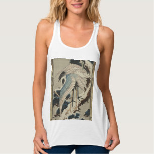 Kraner på ett Snö täckt Gräs Hokusai Linne Med Racerback