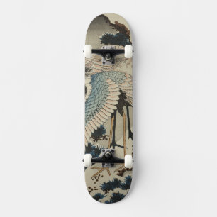Kraner på ett Snö täckt Gräs Hokusai Mini Skateboard Bräda 18,5 Cm