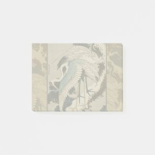 Kraner på ett Snö täckt Gräs Hokusai Post-it Block