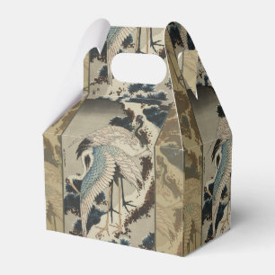 Kraner på ett Snö täckt Gräs Hokusai Presentaskar
