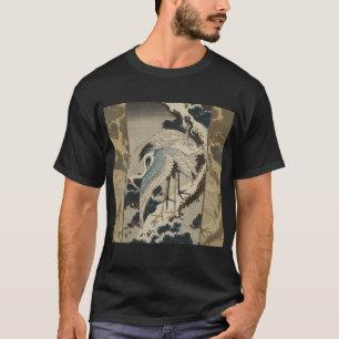Kraner på ett Snö täckt Gräs Hokusai T Shirt