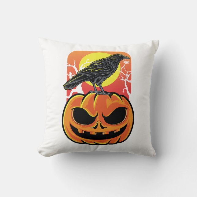 Krånga Halloween Fågelskådare Present Kudde (Framsida)