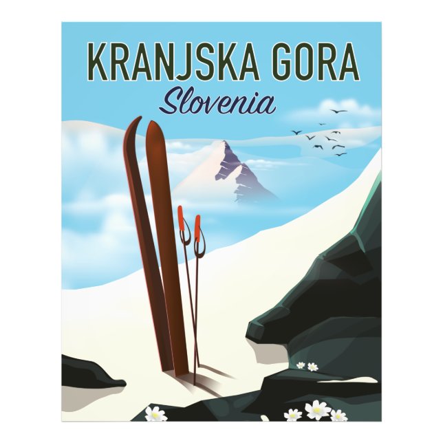 Kranjska Gora Slovenien skidposter Fototryck (Framsidan)