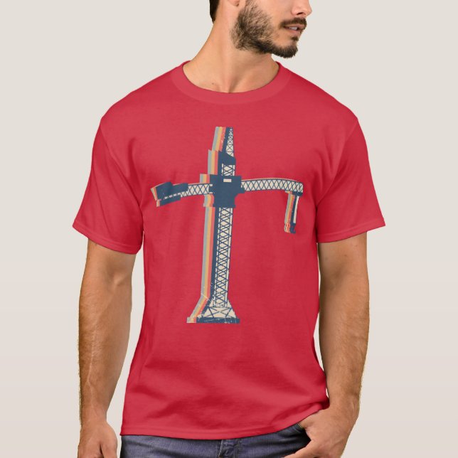 Kranoperatör Konstruktion HEO Retro Linje Konst po T Shirt (Framsida)