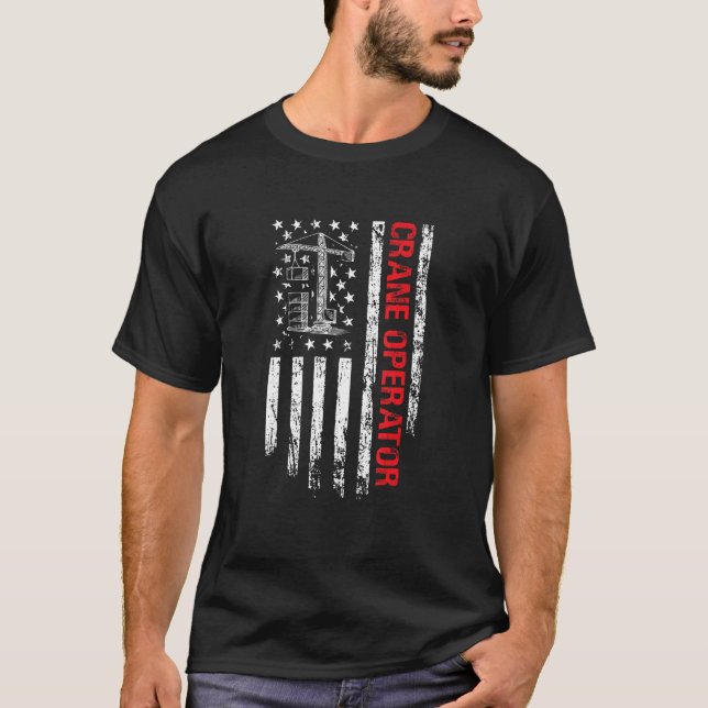 Kranoperatör US Flagga  Kranoperatör T Shirt (Framsida)