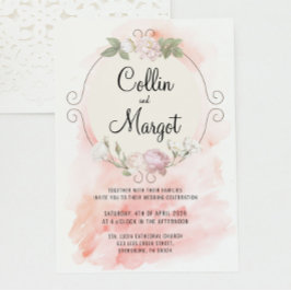 Krans Blush Rosa Bröllopsinbjudan Meddelande