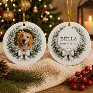 Krans Hund Jul Böjd Foto Julgransprydnad Keramik