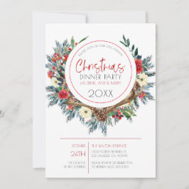 Krans med julblommor och hjorthorn julkort