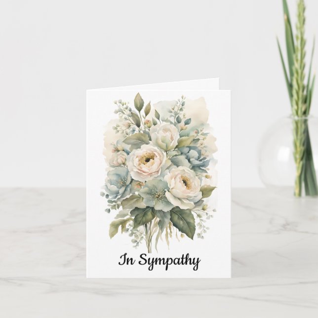 Krans med kräm och blå blommor kort (Framsida)