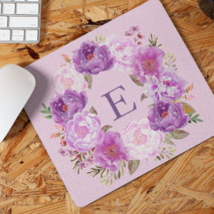 Krans med påsklilje blomma vattenfärg monogram lil musmatta
