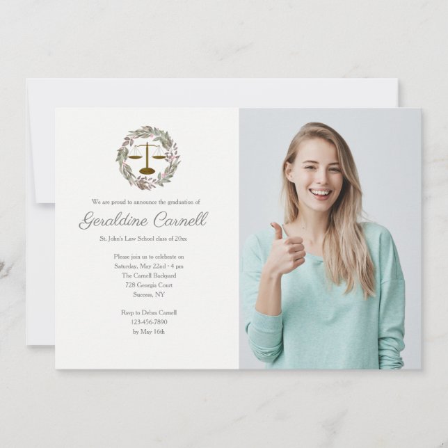 Krans med rosa blomfoton inbjudningar (Framsida)