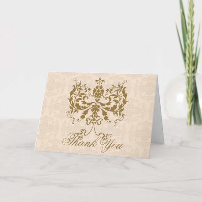 Krans och guld Damask Tacksamhetskort Tack Kort (Framsida)