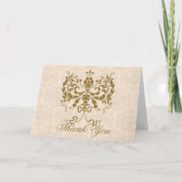 Krans och guld Damask Tacksamhetskort Tack Kort