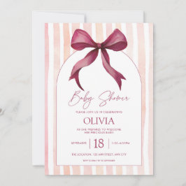 Krans och rosa båge vattenfärg baby shower inbjuda anteckningskort