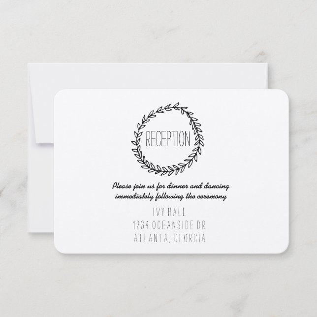 Krans Rustik Kraft Mottagning Inbjudningar (Framsida)