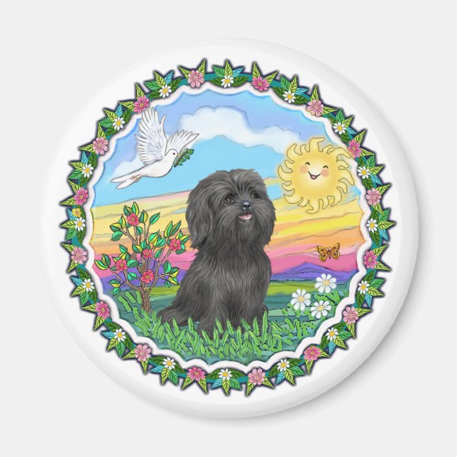 Krans - Svart Shih Tzu Magnet (Framsidan)