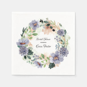 Krans Watercolor Blommig Bröllopsdusch Pappersservett