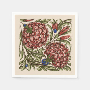 Kransblomma Kakelplatta Antik Rustik De Morgan Art Pappersservett
