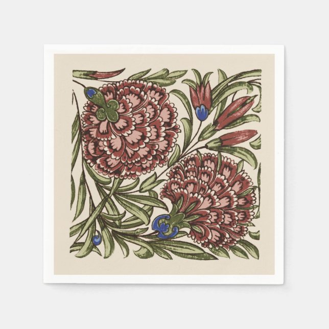 Kransblomma Kakelplatta Antik Rustik De Morgan Art Pappersservett (Framsidan)