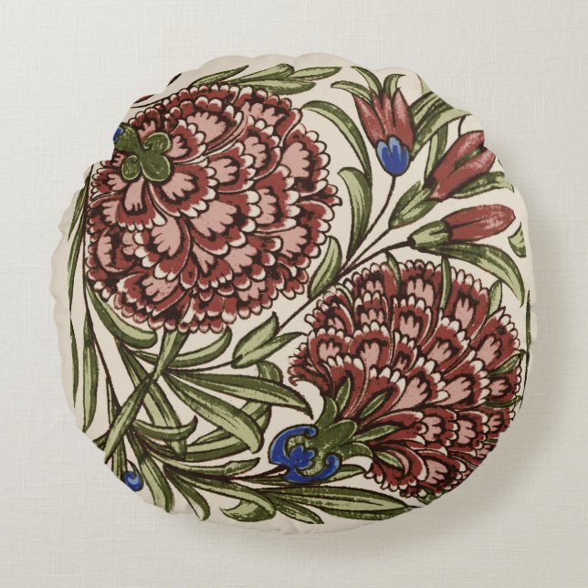 Kransblomma Kakelplatta Antik Rustik De Morgan Art Rund Kudde (Framsidan)