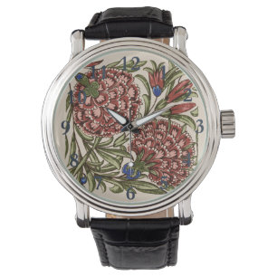 Kransblomma Kakelplatta Antik Rustik De Morgan Kon Armbandsur