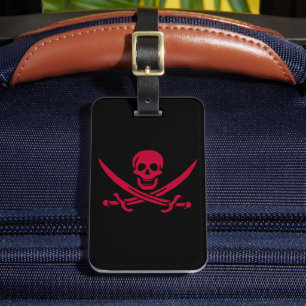 Kranskalle & svärd Piratflagga av Calico Jack Bagagebricka