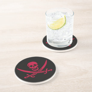 Kranskalle & svärd Piratflagga av Calico Jack Underlägg