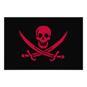 Kranskalle & svärd Piratflagga för Calico Jack Fototryck