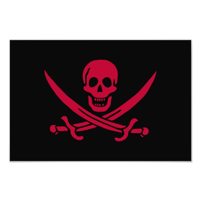 Kranskalle & svärd Piratflagga för Calico Jack Fototryck (Framsidan)