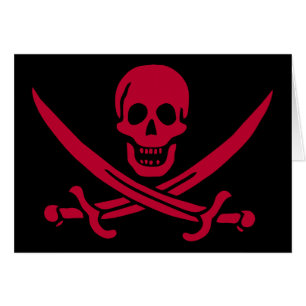 Kranskalle & svärd Piratflagga för Calico Jack Hälsningskort