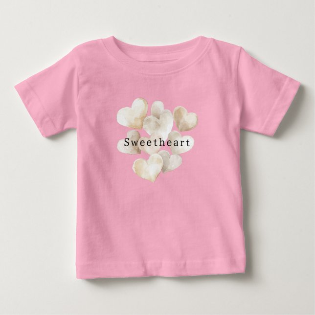 Kransrosande Hjärtans Söt T Shirt (Framsida)