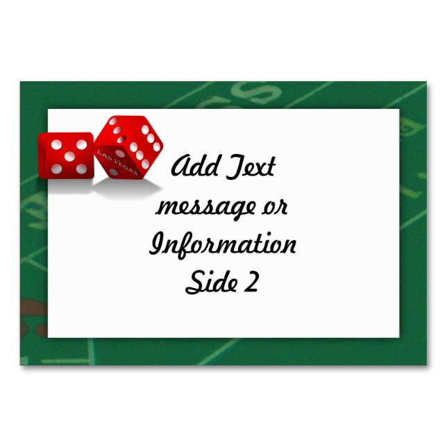 Krapsbord med Las Vegas-tärningar Bordsnummer (Baksidan)