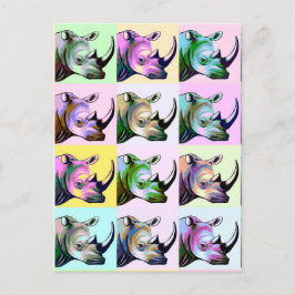 Krasch av Rhinos Pop Art Vykort