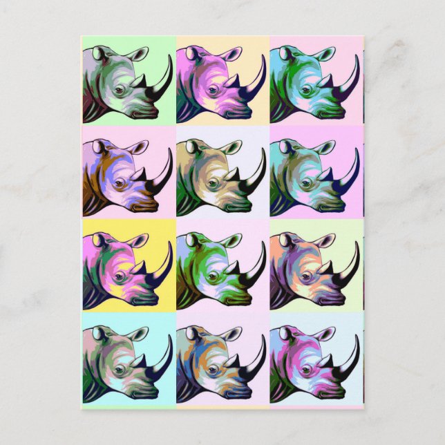 Krasch av Rhinos Pop Art Vykort (Framsida)