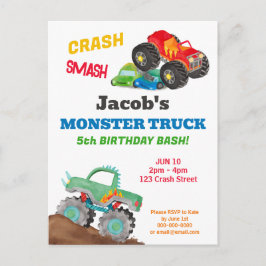 Krasch Smaka Monster Truck Födelsedagsfirande Vatt Vykort