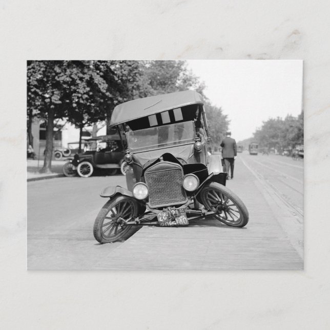 Kraschad veteranbil, 1922 vykort (Framsida)