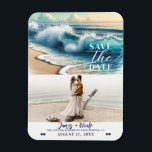 Kraschande Havsvågor Kustlig Rädda Datum Foto Magnet<br><div class="desc">anpassad magnet</div>